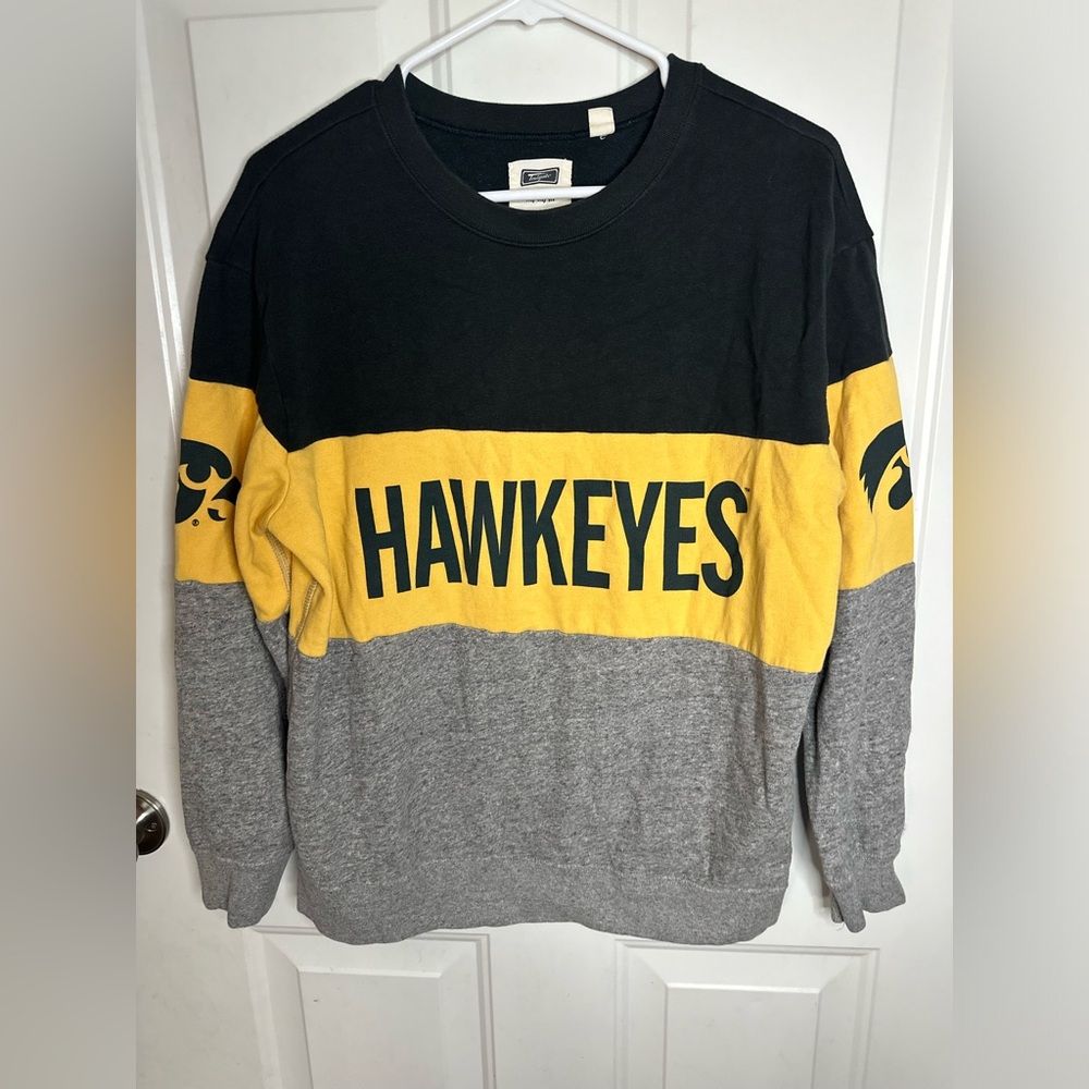 Hawkeyes Colorblock Crewneck Sweatshirt - Black/Gold/Gray